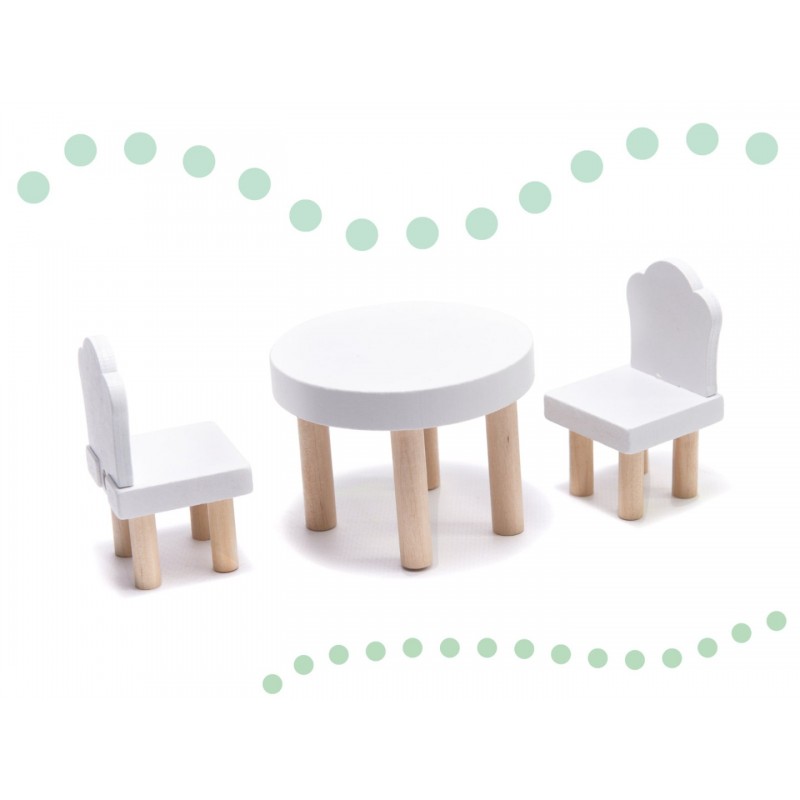 CASUTA PENTRU PAPUSI LULILO 78 CM CU LED DIN LEMN FLORO BOHO PLUS MOBILIER Wooden Toys