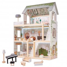 CASUTA PENTRU PAPUSI LULILO 78 CM CU LED DIN LEMN FLORO BOHO PLUS MOBILIER Wooden Toys