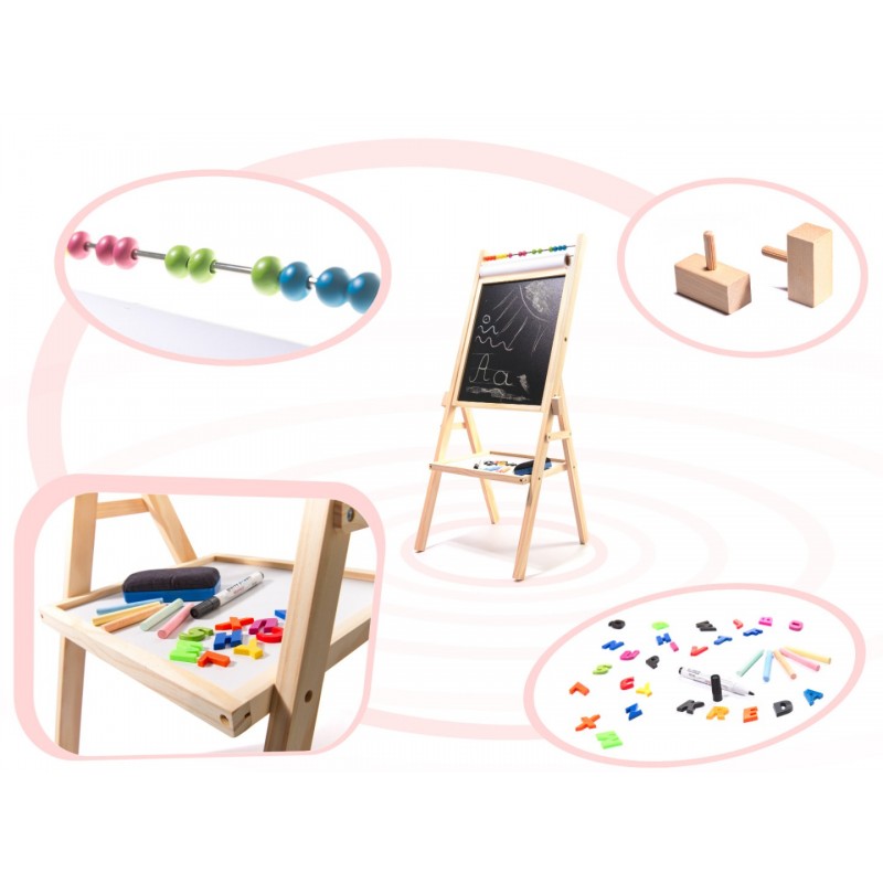 TABLA 3 in 1 MAGNETICA CU CRETA SAU HARTIE 90 CM Wooden Toys