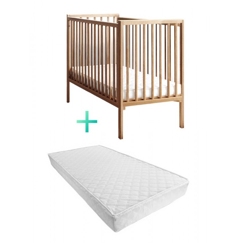 Set Patut Bebe Din Lemn Masiv Woodies Stardust Vintage, 120 cm x 60 cm + Saltea Cocos Confort II 10 cm