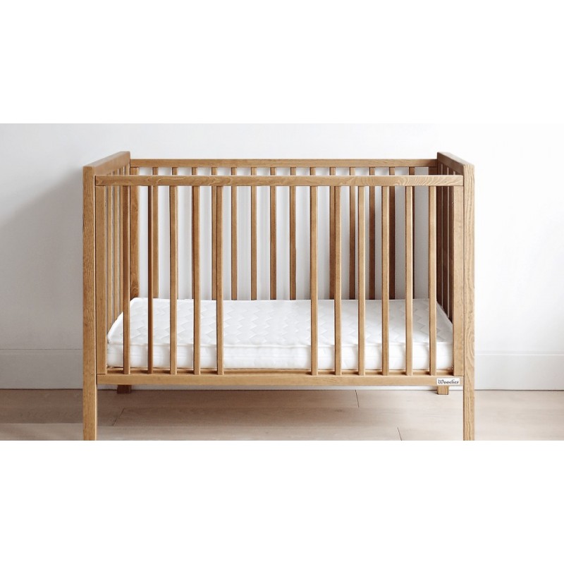 Set Patut Bebe Din Lemn Masiv Woodies Stardust Vintage, 120 cm x 60 cm + Saltea Cocos Confort II 10 cm