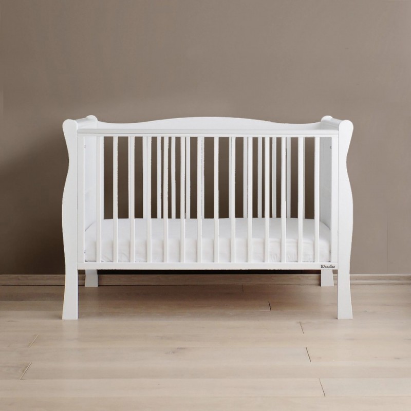 Set Patut Lemn Masiv Noble Alb, 120 cm x 60 cm plus Saltea Cocos Confort II 10 cm Woodies