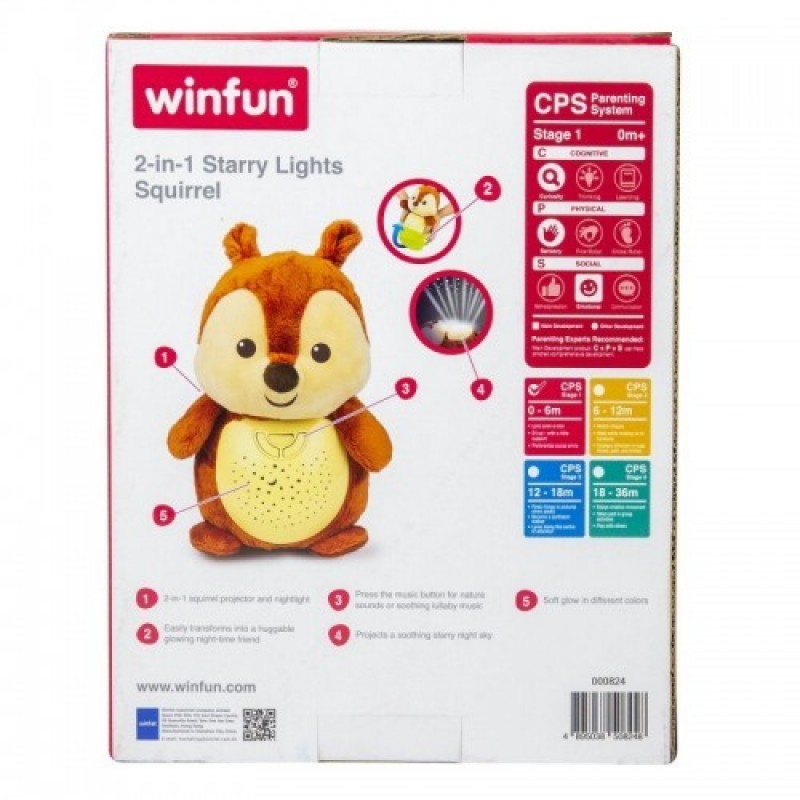 Lampa de veghe muzicala cu proiector multicolor Squirrel Winfun