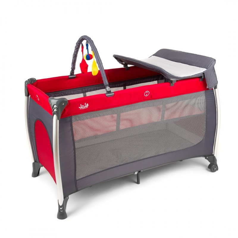 Patut pliant aluminiu 2 niveluri Juju Sweet Naps Rosu Gri