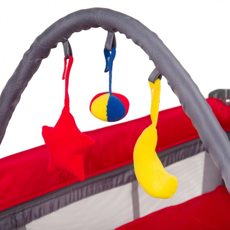 Patut pliant aluminiu 2 niveluri Juju Sweet Naps Rosu Gri