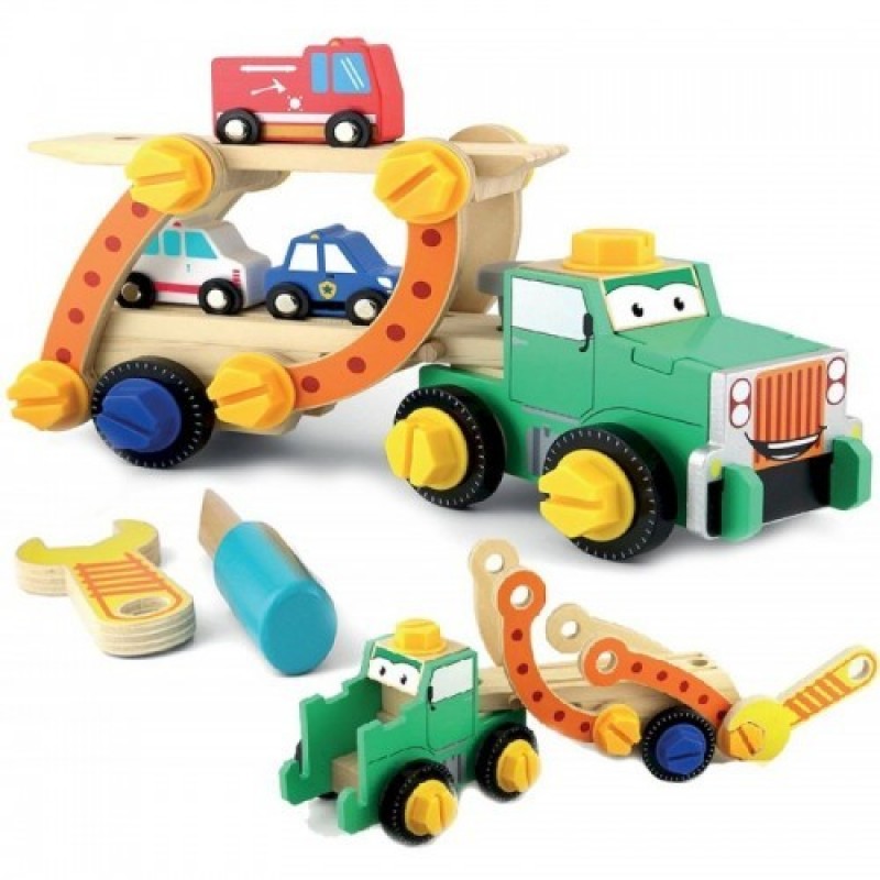 Camion transportor demontabil din lemn Smily Play