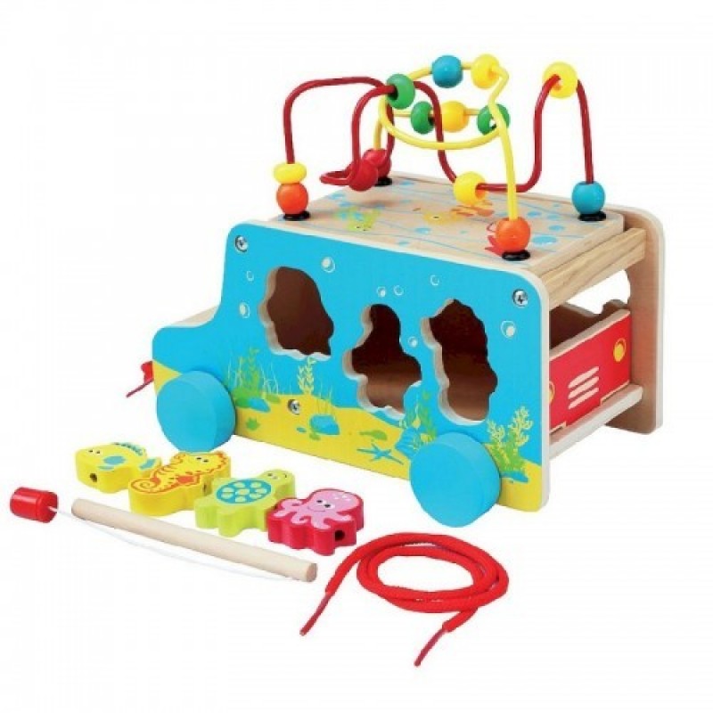 Masinuta din lemn cu activitati 5 in 1 Smily Play