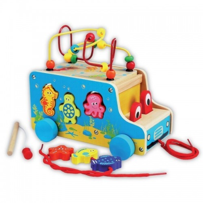 Masinuta din lemn cu activitati 5 in 1 Smily Play