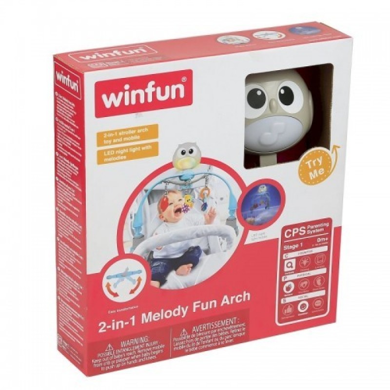 Arcada muzicala pentru carucior sau patut Owl cu lumini si carusel Winfun