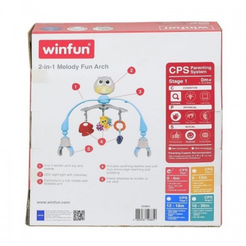 Arcada muzicala pentru carucior sau patut Owl cu lumini si carusel Winfun