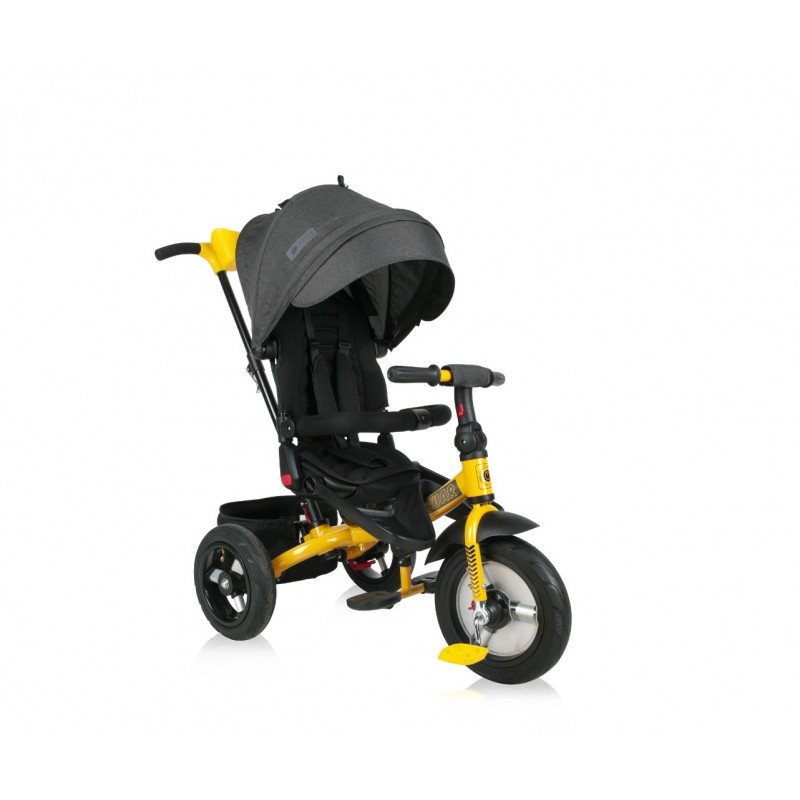 Tricicleta multifunctionala 4 in 1 Jaguar Air roti mari cu camera Black Yellow Lorelli