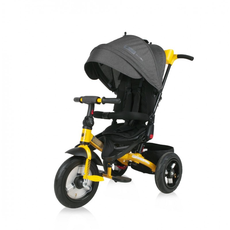 Tricicleta multifunctionala 4 in 1 Jaguar Air roti mari cu camera Black Yellow Lorelli