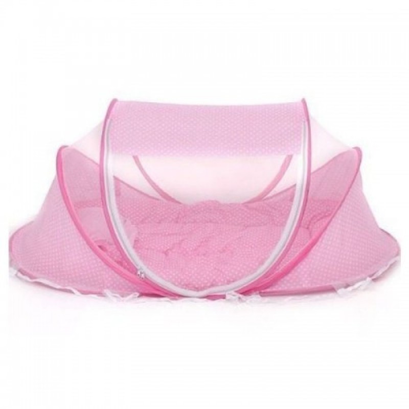 Patut voiaj pliabil bebe cu protectie impotriva tantarilor Happy Baby Pink