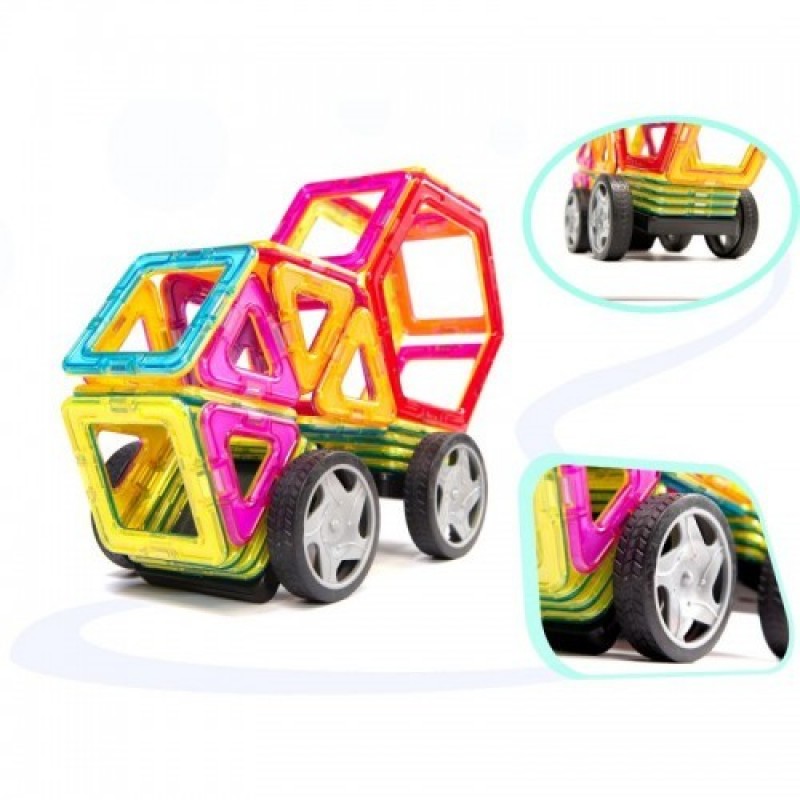 Set constructie magnetic 40 bucati Magical Magnet include roti