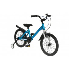 Bicicleta Copii 4 6 ani Roti 16 Inch Cadru Aluminiu Roti Ajutatoare Mars M1601C Albastru cu Design Alb 